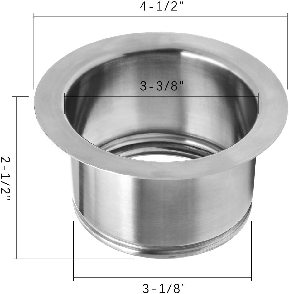 Cleesink Extended Garbage Disposal Flange, Deep Kitchen Sink Flange for Disposers That Use A 3 Bolt Mount, Fit 3-1/2 Inch Standard Sink