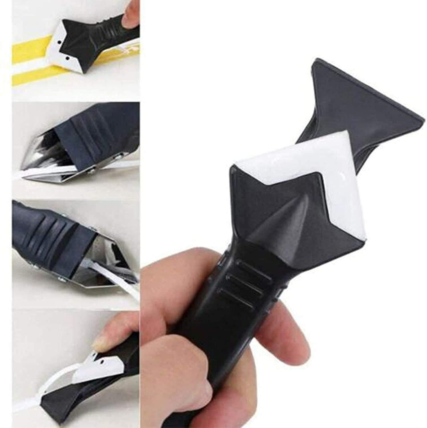 Jidomifurnis 3 in 1 silicone caulking tools, glass glue angle scraper, stainless steelhead caulk remover and sealant scraper, for kitchen