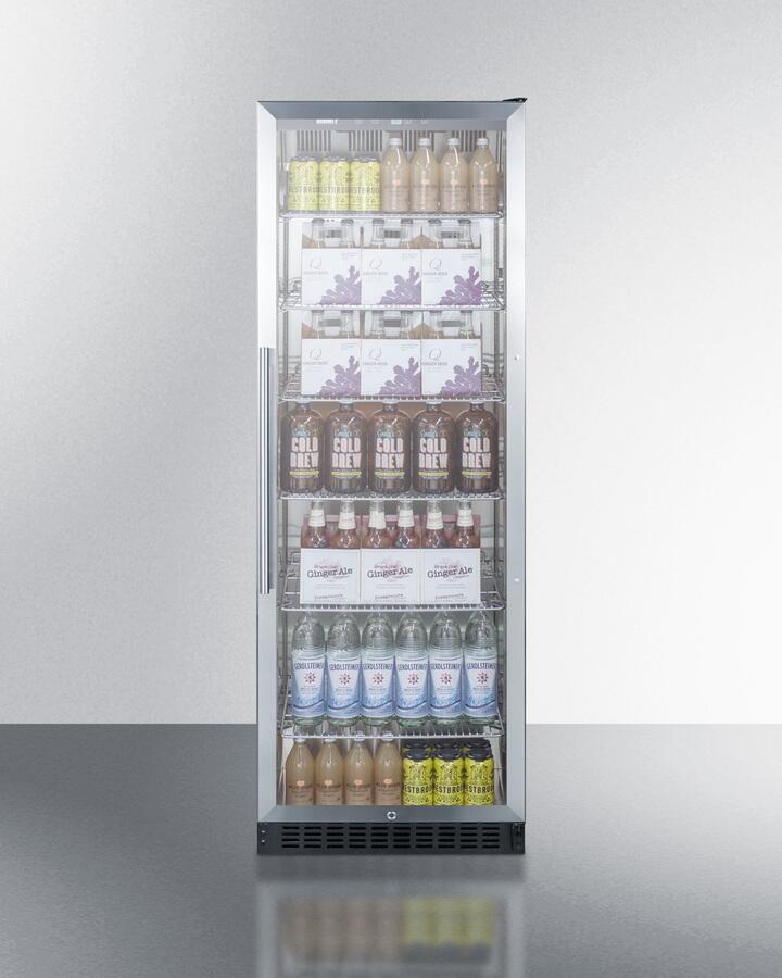 Summit SCR1401 24 Commercially Approved Beverage Merchandiser with 12.6 cu. ft. Capacity  Stainless Steel Interior  Frost Free O