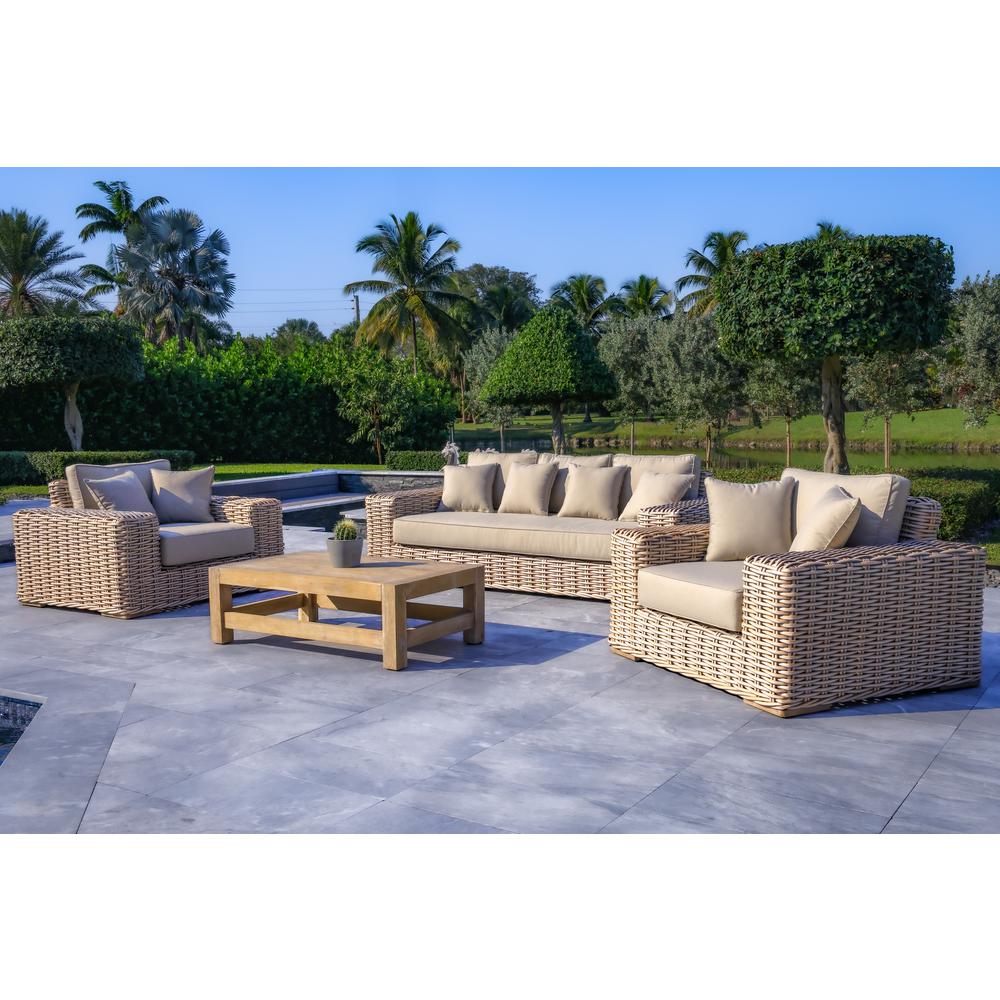 OUTSY Anna Lux 4-Piece Outdoor Extra Deep Seating Wicker Aluminum Frame Furniture Set