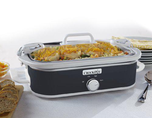 crock-pot 3.5 quart casserole manual slow cooker, charcoal