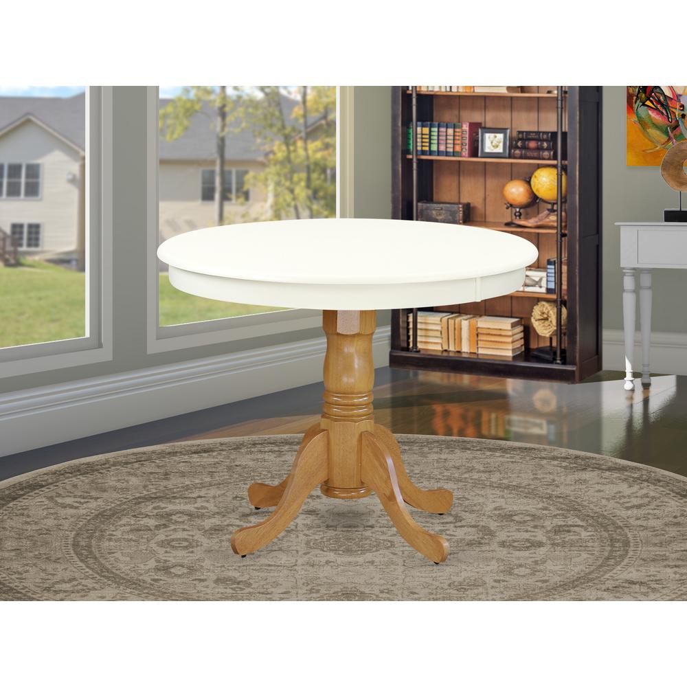 East West Furniture Dining Table Linen White &a; Oak, ANT-LOK-TP