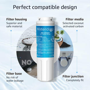 Waterdrop UKF8001 Refrigerator Water Filter 4, Replacement for Whirlpool EDR4RXD1, EveryDrop Filter 4, 3 Filters