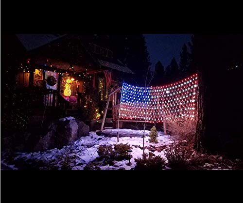 realization 420 LED American Advanced Flag String Lights, Waterproof Led Flag Net Light of The United States for Yard,Garden Decoration, Fes