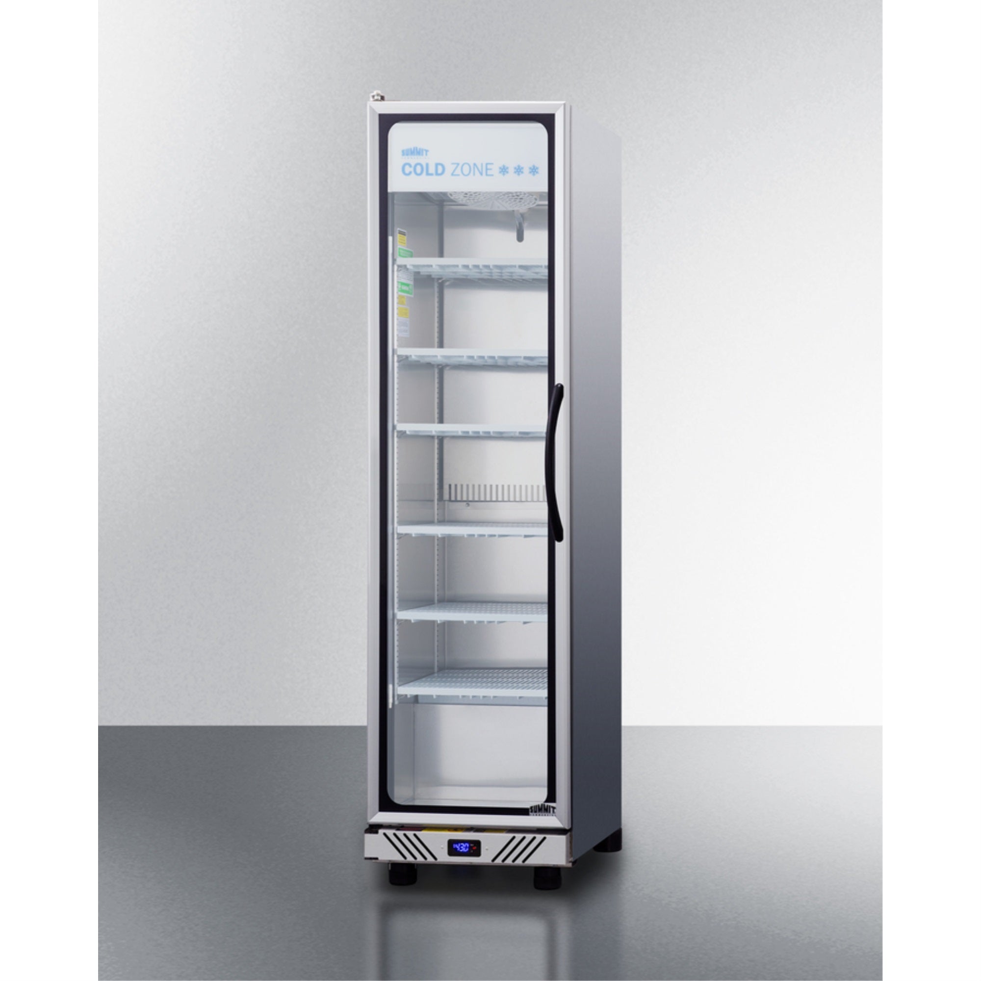 Summit Commercial Commercial glass door beverage center in slim fit with stainless steel interior &a; exterior, left hand door swing