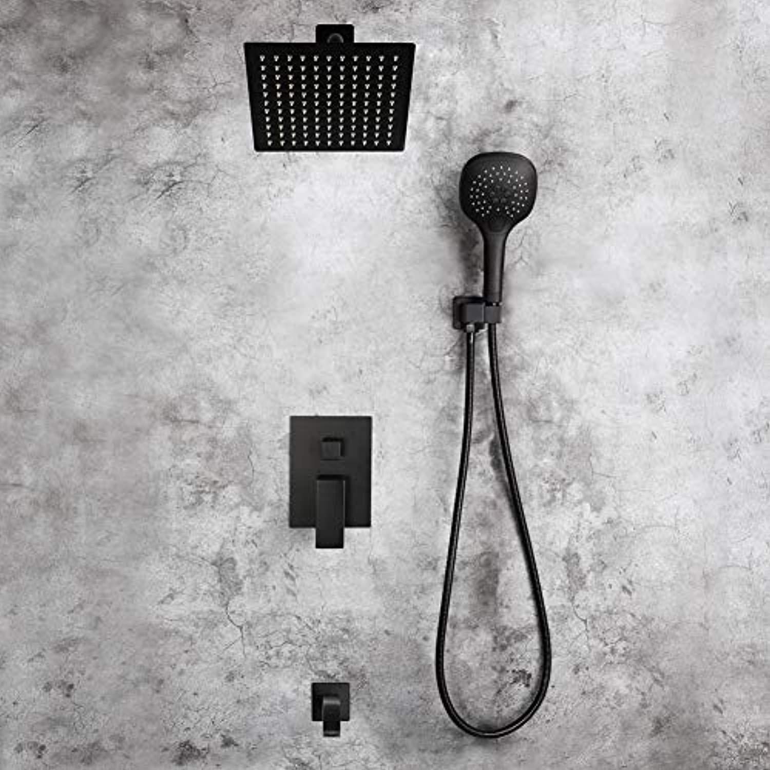 pop sanitaryware matte black shower system bathroom rainfall shower faucet set with tub spout wall mounted 8 inch shower head and handle set w