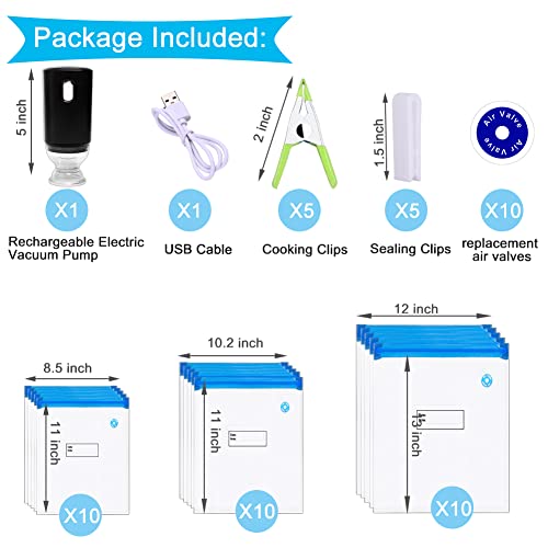 Kosbon Sous Vide Bags, 42 PCS Electric Vacuum Sealer Food Vacuum Sealer &a; Reusable Vacuum Food Storage Bags for Anova, Joule Cookers -3