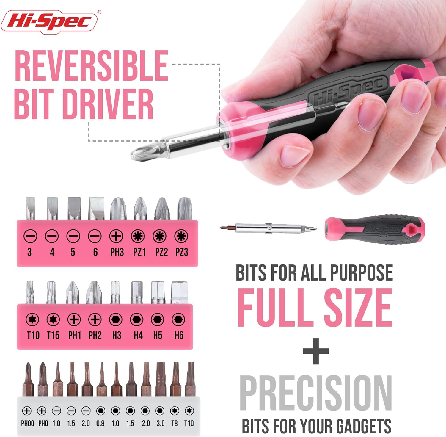 Hi-Spec Pink Tool Kit, 42pc Small Household Tool Set for Girls, Women