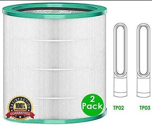 AQUA  GREEN replacement tp02 hepa filter (2 pack) compatible with dyson tp02, tp03 tower purifier compare to part # 968126-03