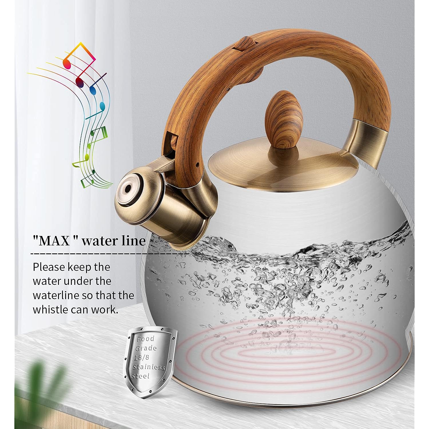 Great Choice Products Tea Kettle &a; Tea Pot, Stainless Steel Tea Kettle For Stove Top, 2.64 Quart Whistling Loud Tea Kettles (Polished Black)