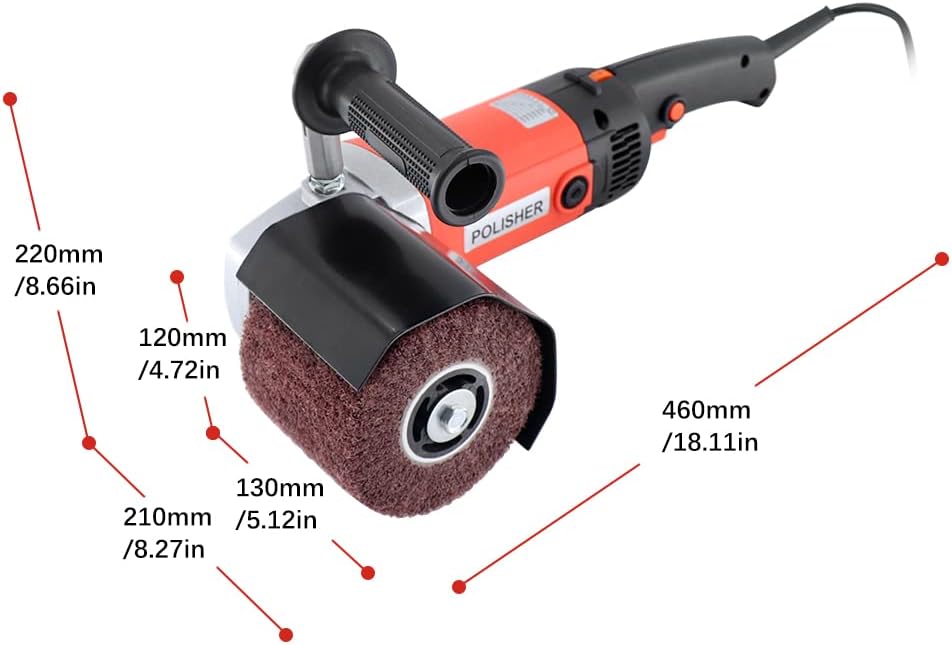 BriSunshine Handheld 1400W Metal Burnishing Machine,Electric Sander Polisher for Wood Stainless Steel Polishing with One Wheel,8 Variable S