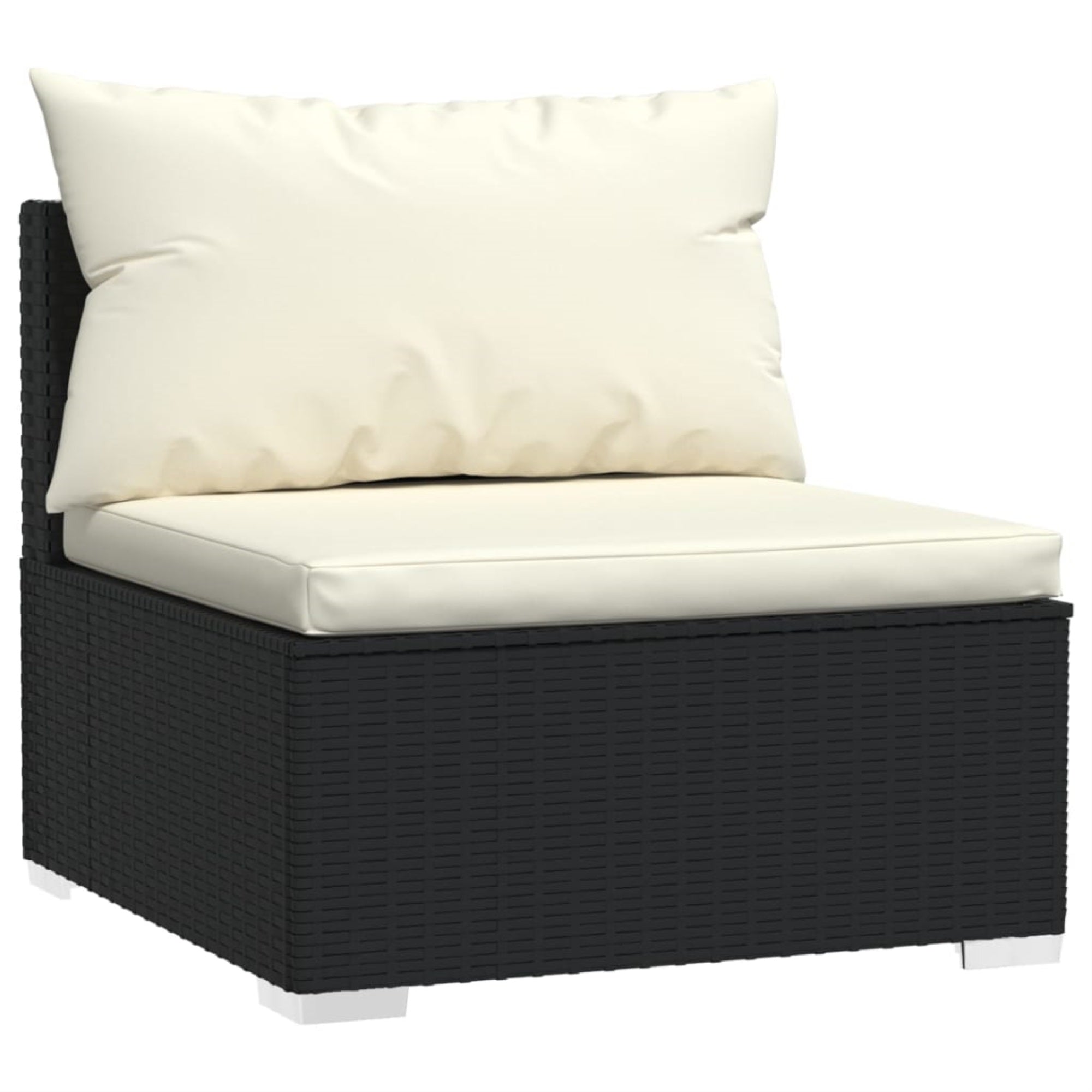 vidaXL 10 Piece Garden Lounge Set with Cushions Black Poly Rattan Black
