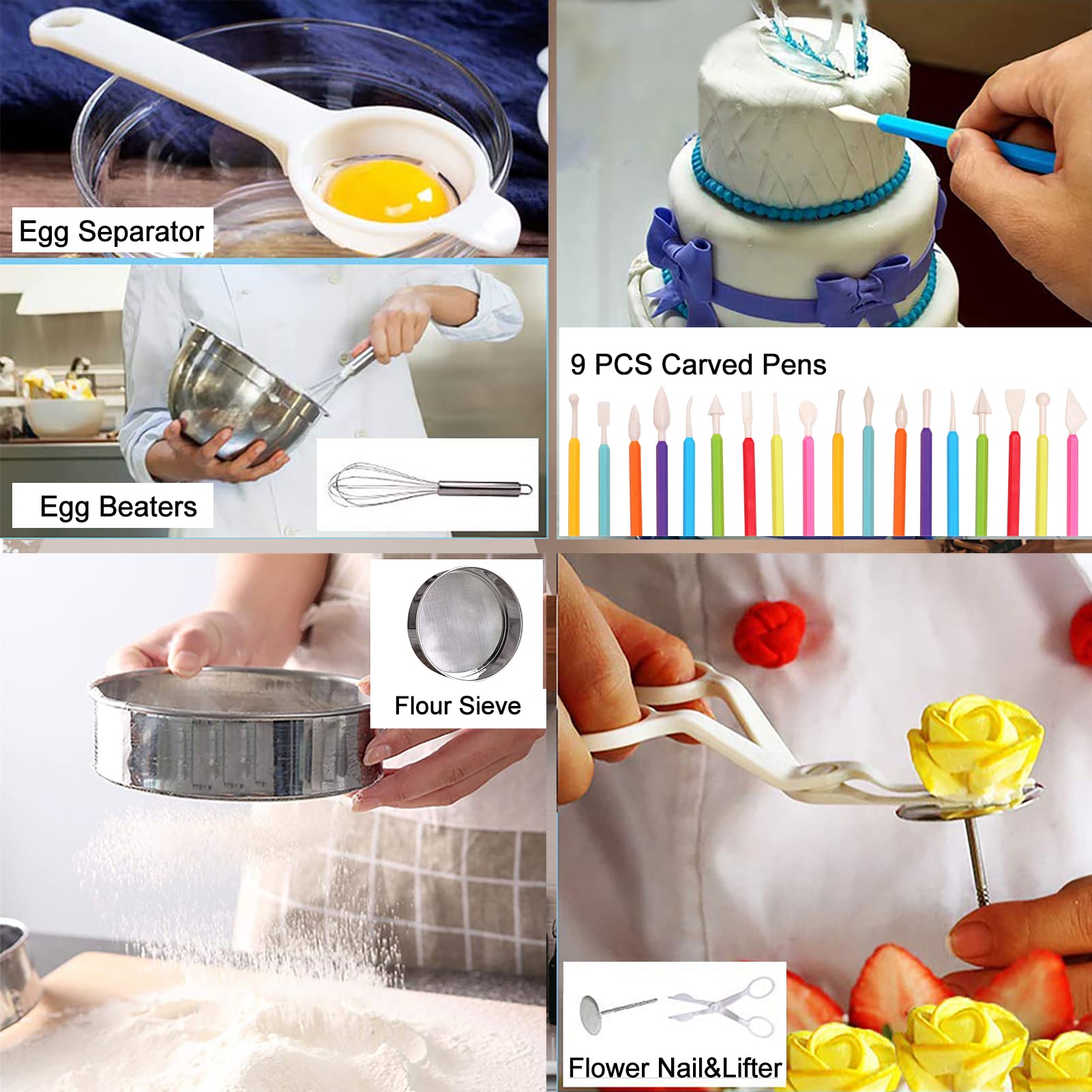 Kosbon cake Decorating Kits 567 PcS Baking Set with Springform Pans Set, Rotating Turntable, Decorating Tools, cake Baking Supplies for