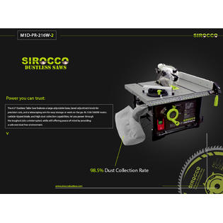 Sirocco Dustless Saw Sirocco Dustless Table Saw M1D-PR-216W-2. Extra 10% Off for Local Pick up @ Stafford, TX 77477