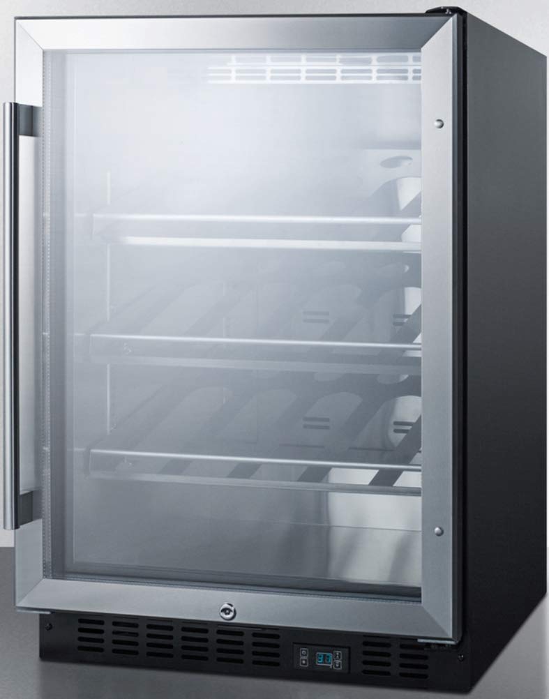 Summit Appliance SCR610BLCH Built-in Undercounter Commercial Wine Cellar with Stainless Steel Interior, Champagne Shelving, Auto