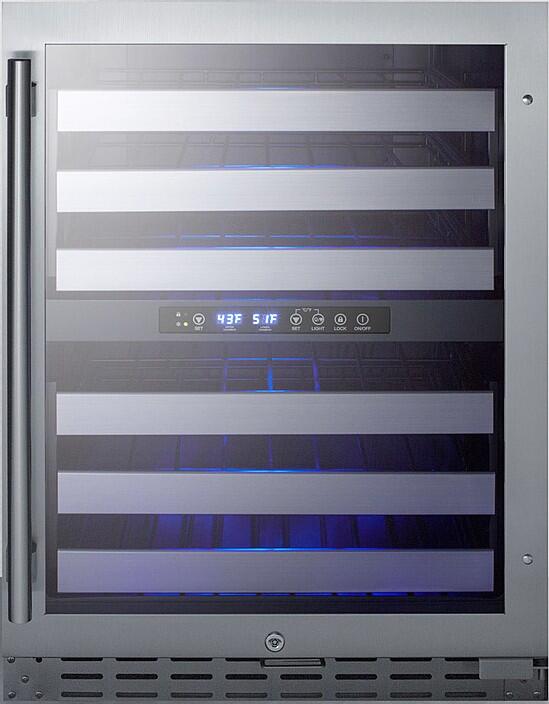 Summit ALWC532 24 Stainless Steel ADA Compliant Wine Cooler 46 Bottle in Stainless Steel With Black Cabinet