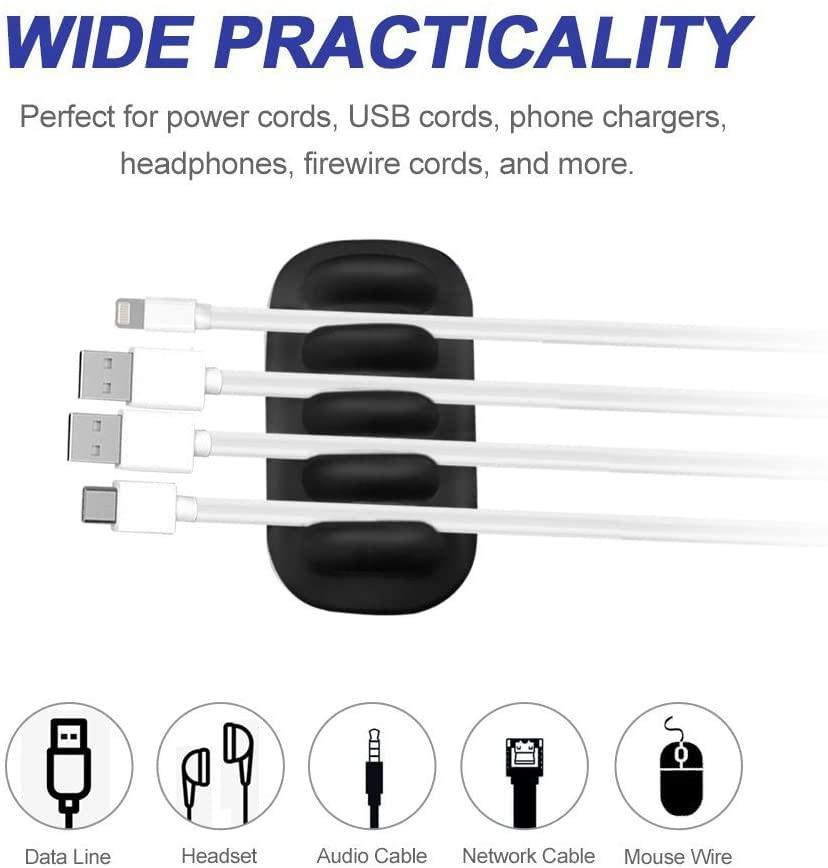 monaco cable clip holder weighted desktop cord management fixture (black)