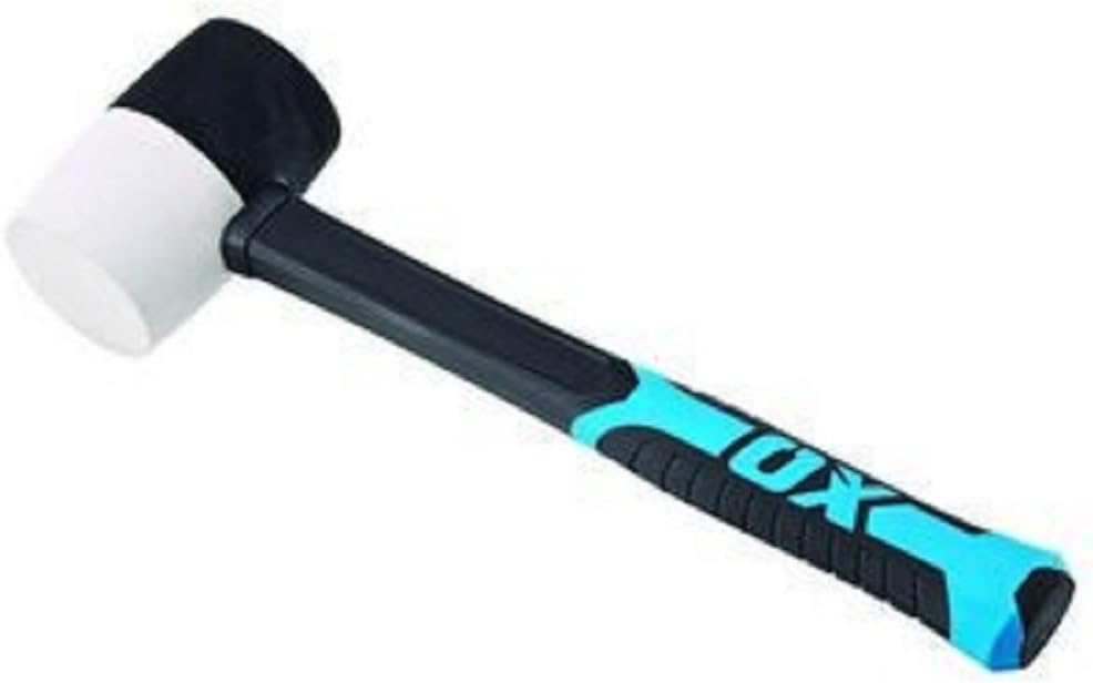 OX TOOLS Combination Rubber Mallet - Non-marking Rubber Mallet Hammer with Fiberglass Handle | Multi-Color