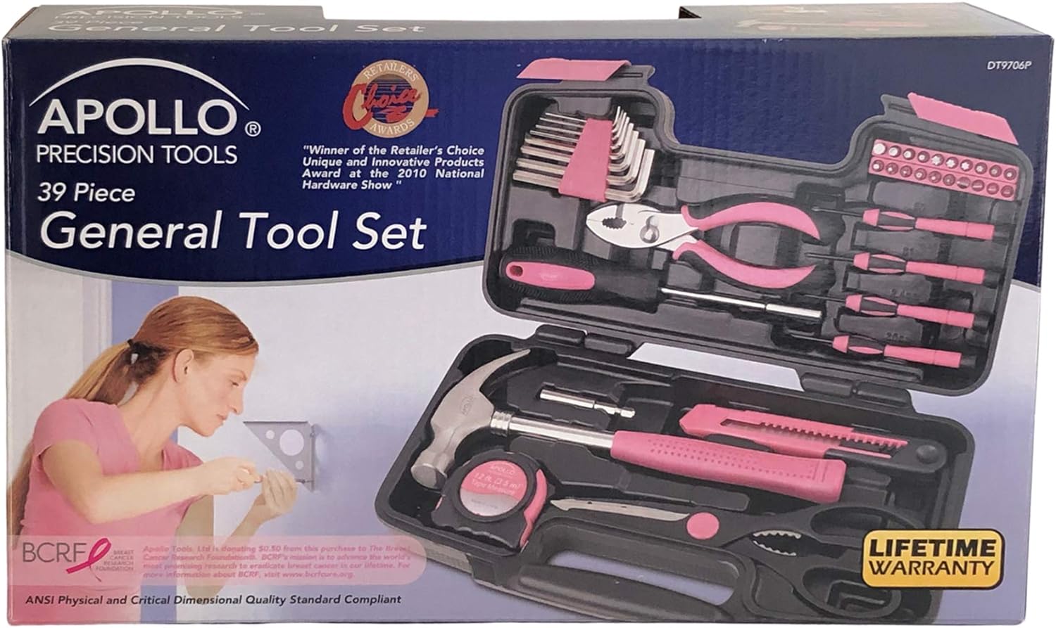 Apollo Tools Original 39 Piece General Household Tool Set in Toolbox Storage Case with Essential Hand Tools for Everyday Home Repairs