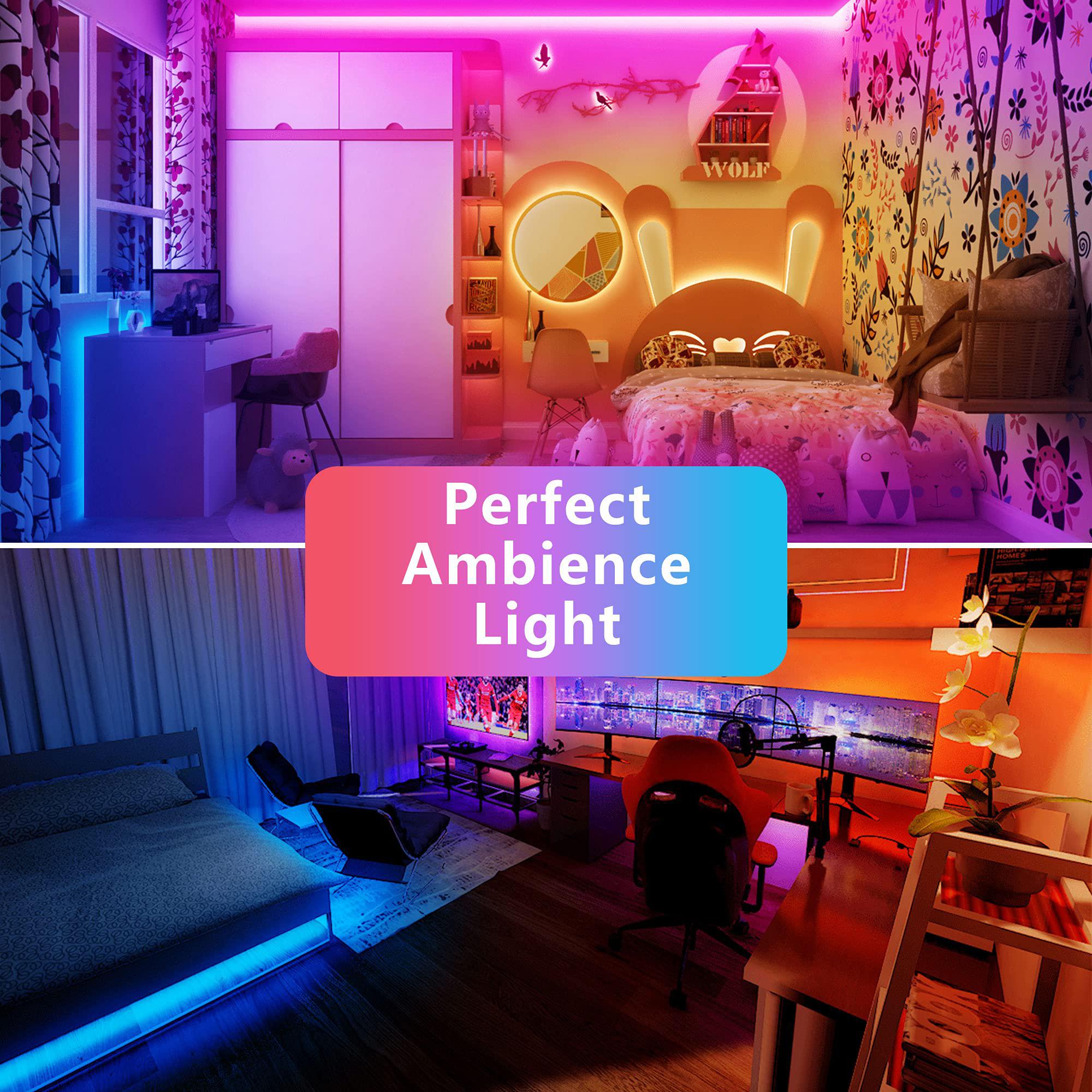 TJOY 60ftbluetooth led strip lights,smd 5050 music sync ledlights strip,rgb color changing led lights withremote,smart phone app c