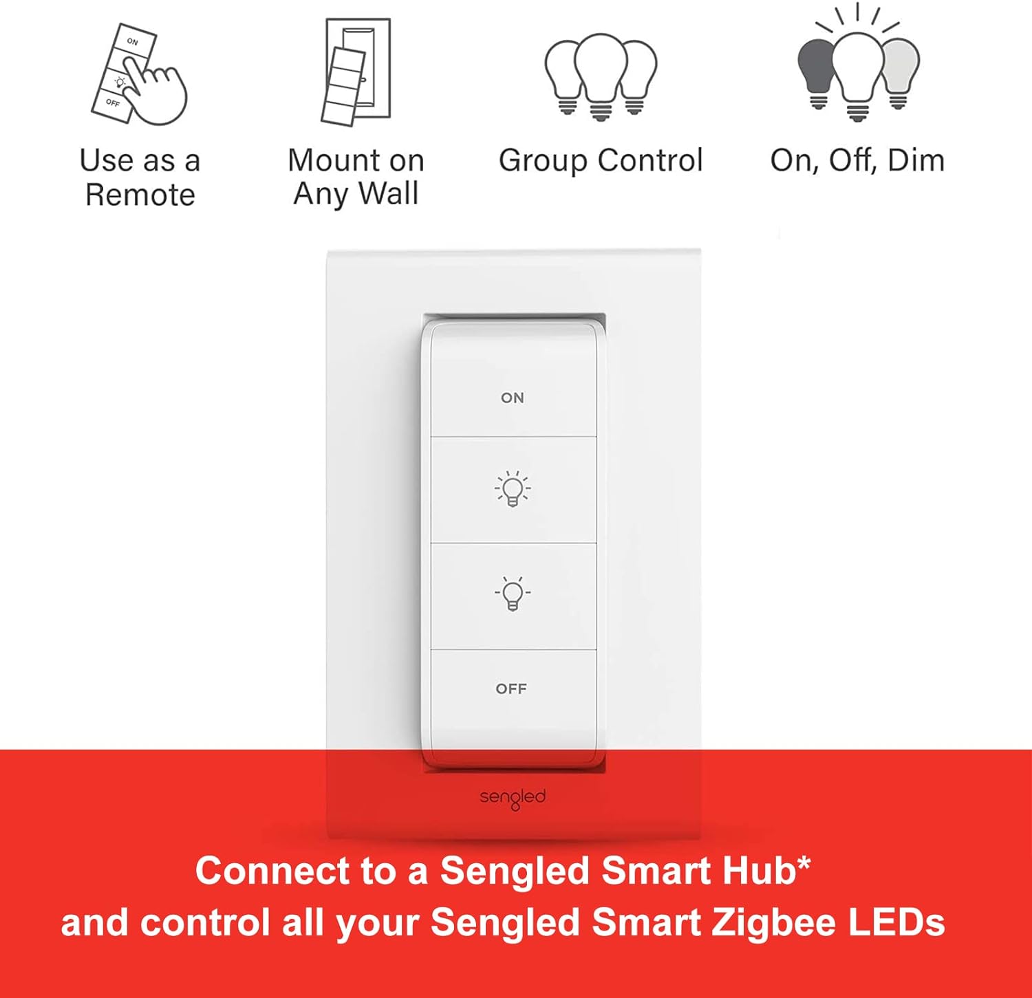 Sengled (E39-G8C) Light Compatible with Alexa, Google, SmartThings, HomeKit and Siri, Smart Hub Required Zigbee Switch Remote Control B