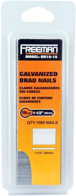Prime Global Products Freeman BN18-15 1-1/2-Inch by 18 Gauge Brad Nail, 1000 Per Box