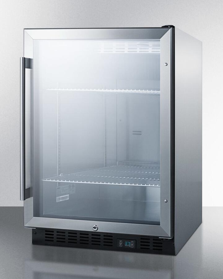 Summit SCR6199BLCSS 24 Commercial Beverage Center with 5 cu. ft. Capacity  Stainless Steel Interior  LED Lighting and Digital Th