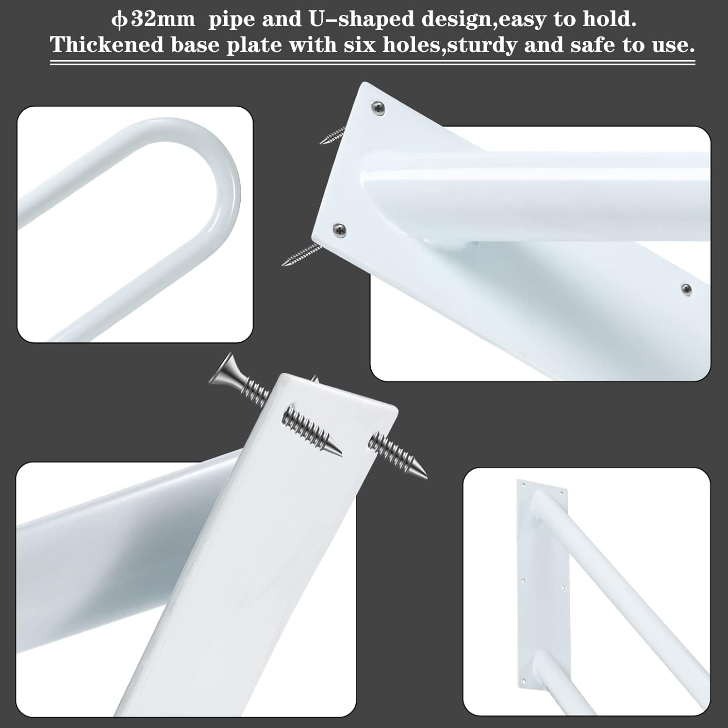 coocure Wall Mount handrails for Outdoor Steps, Garage Railing with White Powder Coat Finished, Suitable for Garage, Porch and Garden