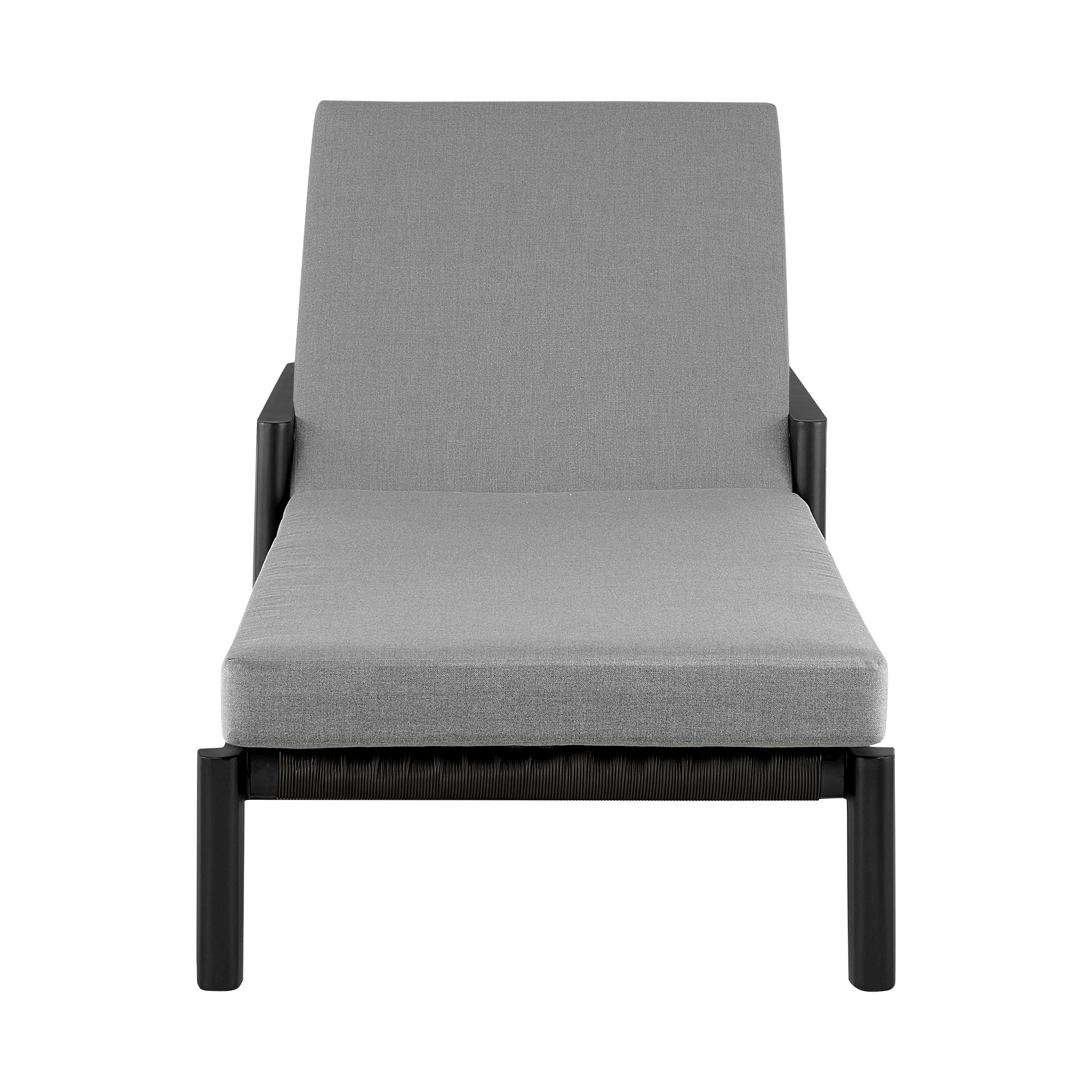 Armen Living Grand Outdoor Patio Adjustable Chaise Lounge Chair in Aluminum with Grey Cushions