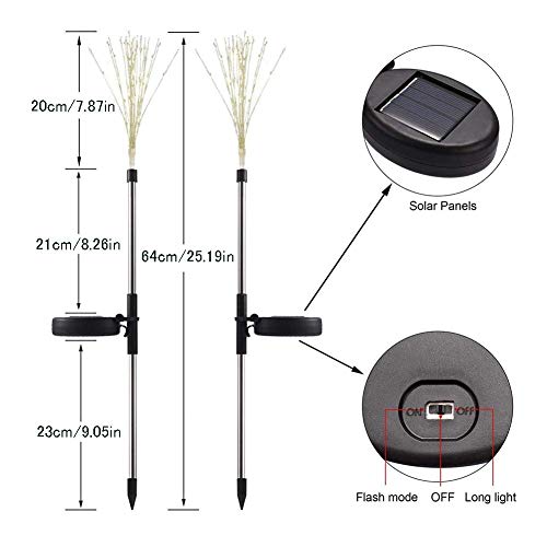 Anordsem Solar Garden Lights Solar Firework Lights Solar Powered String Light with 2 Lighting Modes Twinkling and Steady-ON for