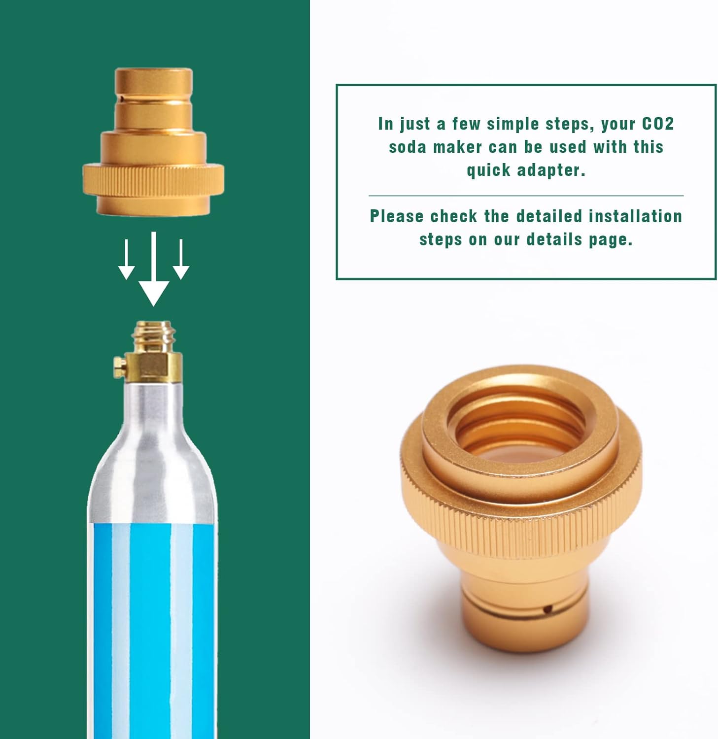 YUXIVCNE Quick CO2 Adapter for Soda Water Compatible with DUO/Terra/Art Sparkling Water Maker Connecting CO2 Cylinder with TR21-4 Male T