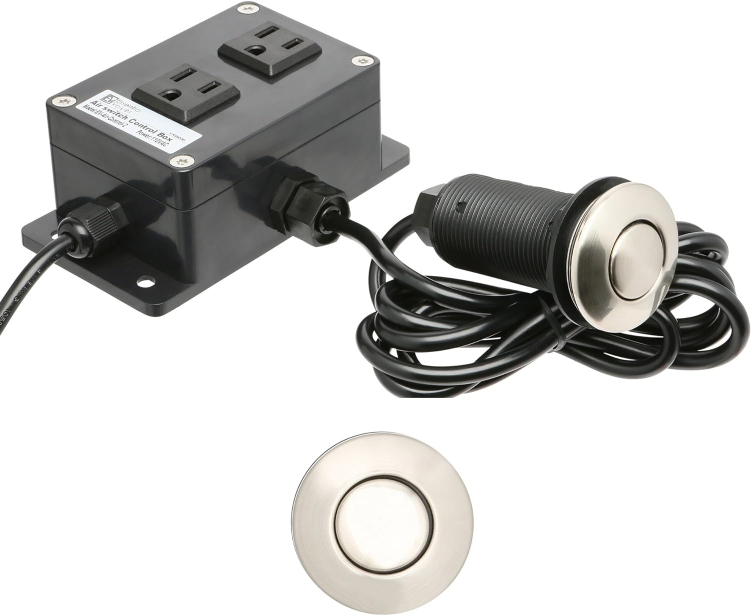 Essential Values Garbage Disposal Air Switch, DUAL OUTLET Sink Top/Counter Top Waste Disposal On/Off Switch For Insinkerator, Waste King Garbage