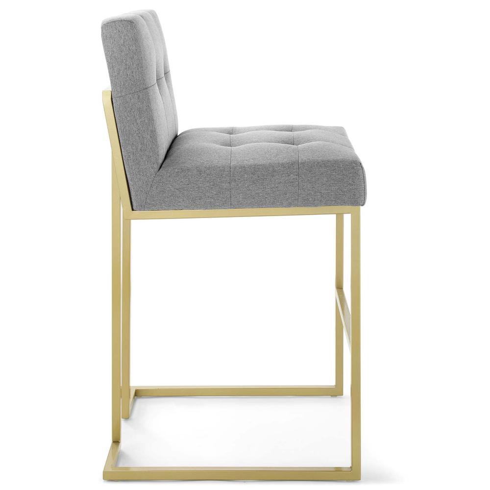 Modway Privy Gold Stainless Steel Upholstered Fabric Bar Stool - Gold Light Gray EEI-3855-GLD-LGR