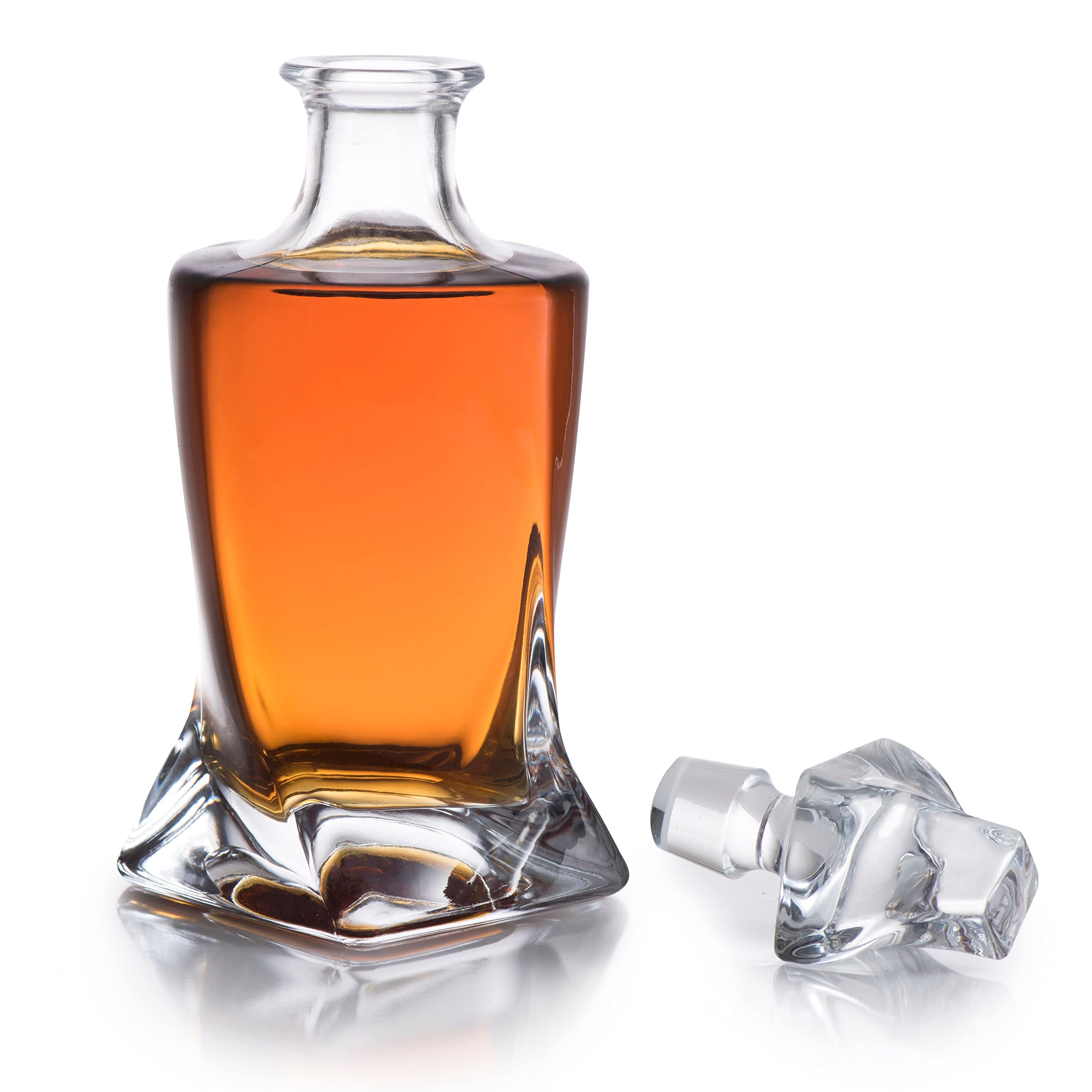 Bezrat Whiskey Decanter Gift Set - Husband Birthday Gifts Chilling Rocks Stones Scotch Bourbon Holder - 2 Whiskey Glasses - Perfect Whi