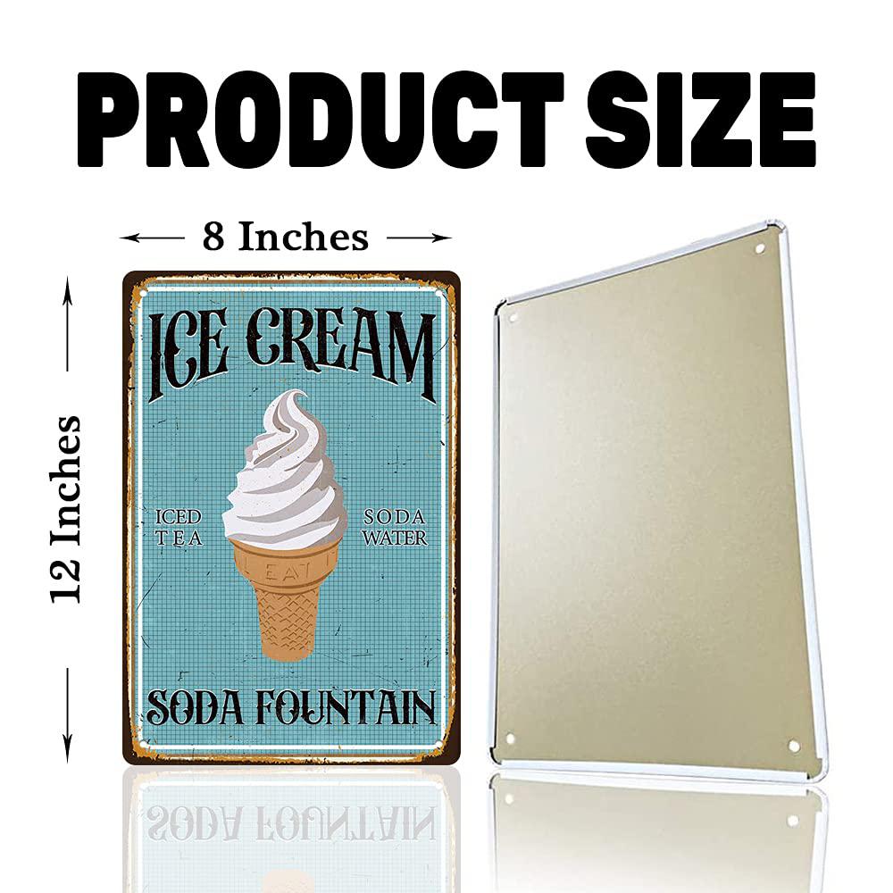 TARIKA ice cream tin sign funny vintage decor,ice cream soda fountain iced tea soda water retro metal art painting poster plaque for