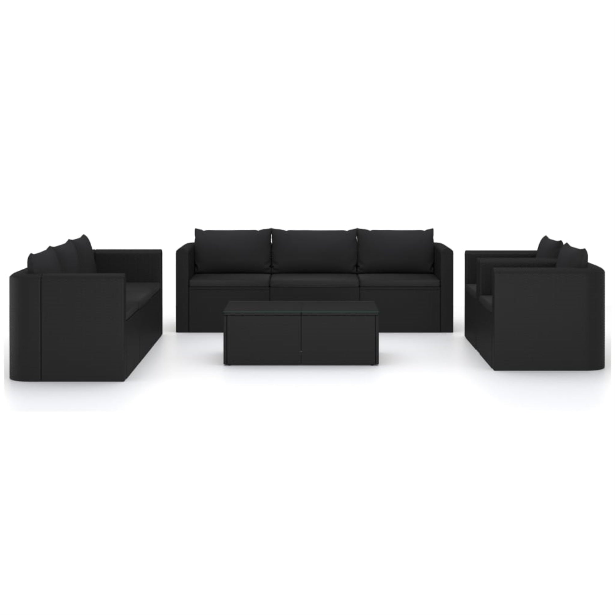 vidaXL 10 Piece Garden Lounge Set with Cushions Poly Rattan Black Black