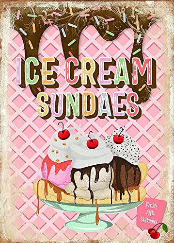 unbard retro ice cream sundae sign ice cream parlour sign ice cream bar party decoration ice cream party sign metal signs bar