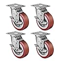 LINCO 6” Heavy Duty Casters - Set of 4 Polyurethane Swivel Caster Wheels, Industrial Casters for Utility Cart, Dollies - Capacit