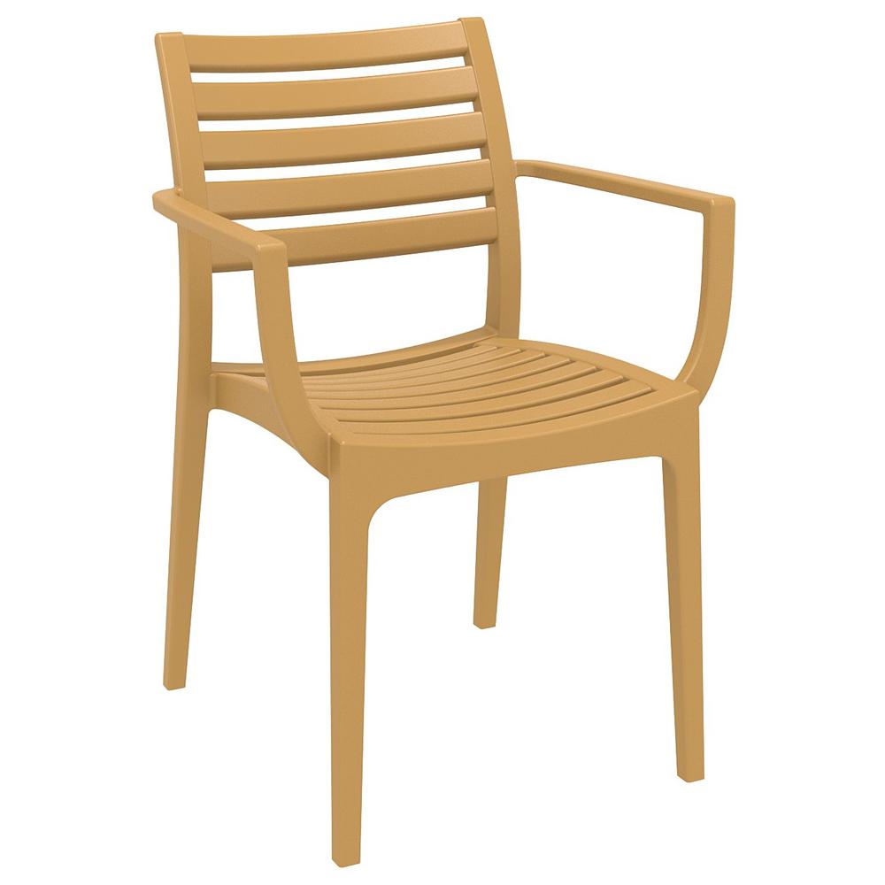 SIESTA Artemis Resin Square Dining Set with 4 Arm Chairs Teak Brown