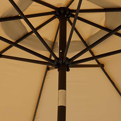 Blissun 9 Outdoor Market Patio Umbrella with Push Button Tilt and Crank, 8 Ribs (Tan)