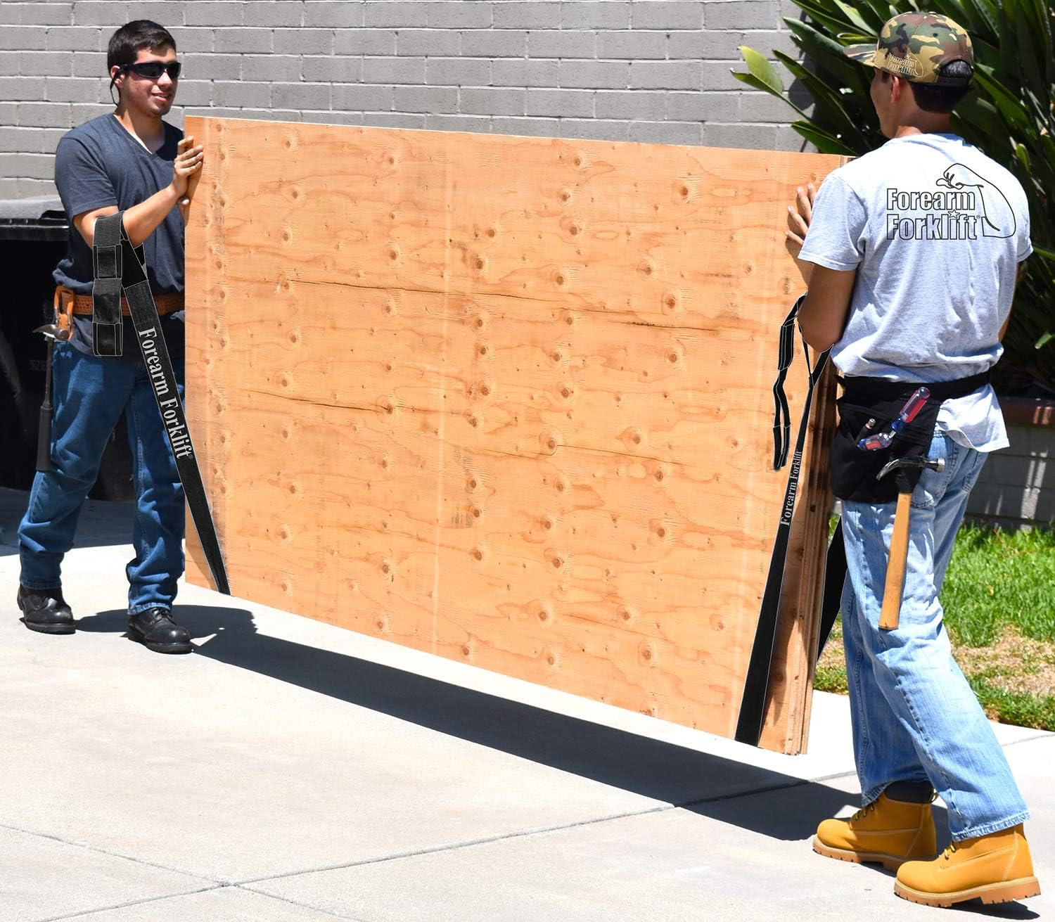 Forearm Forklift L74995PPB Plywood Pro Carrying Straps for Lifting Drywall, Fencing, Partition Walls and Heavy Objects up to 800 Pounds, Black