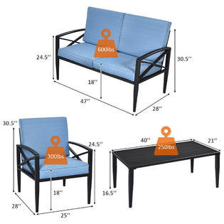 Gymax 8PCS Patio Sofa Conversation Set Outdoor Furniture Set Yard w/ Cushion