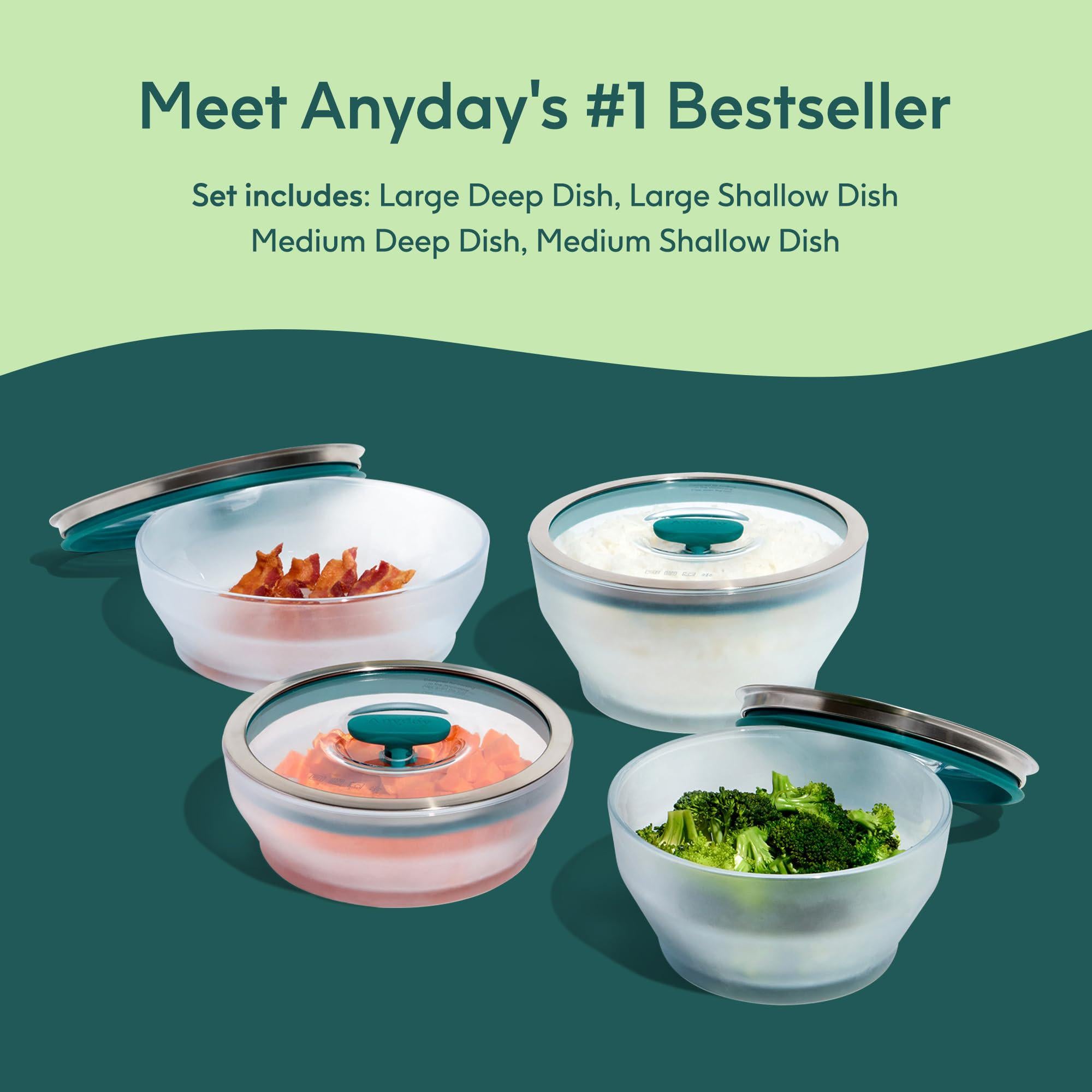 anyday microwave cookware set | microwave steamer for cooking | microwave safe mixing bowls | vegetable steamer | food storag