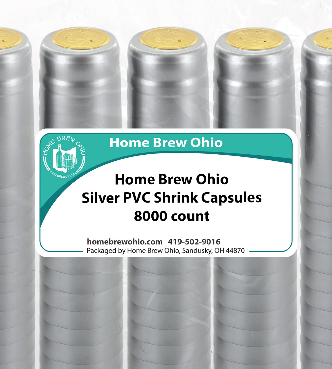 HOME BREW OHIO HOMEBREWOHIO.COM Home Brew Ohio Silver PVC Shrink Capsules 8000 count