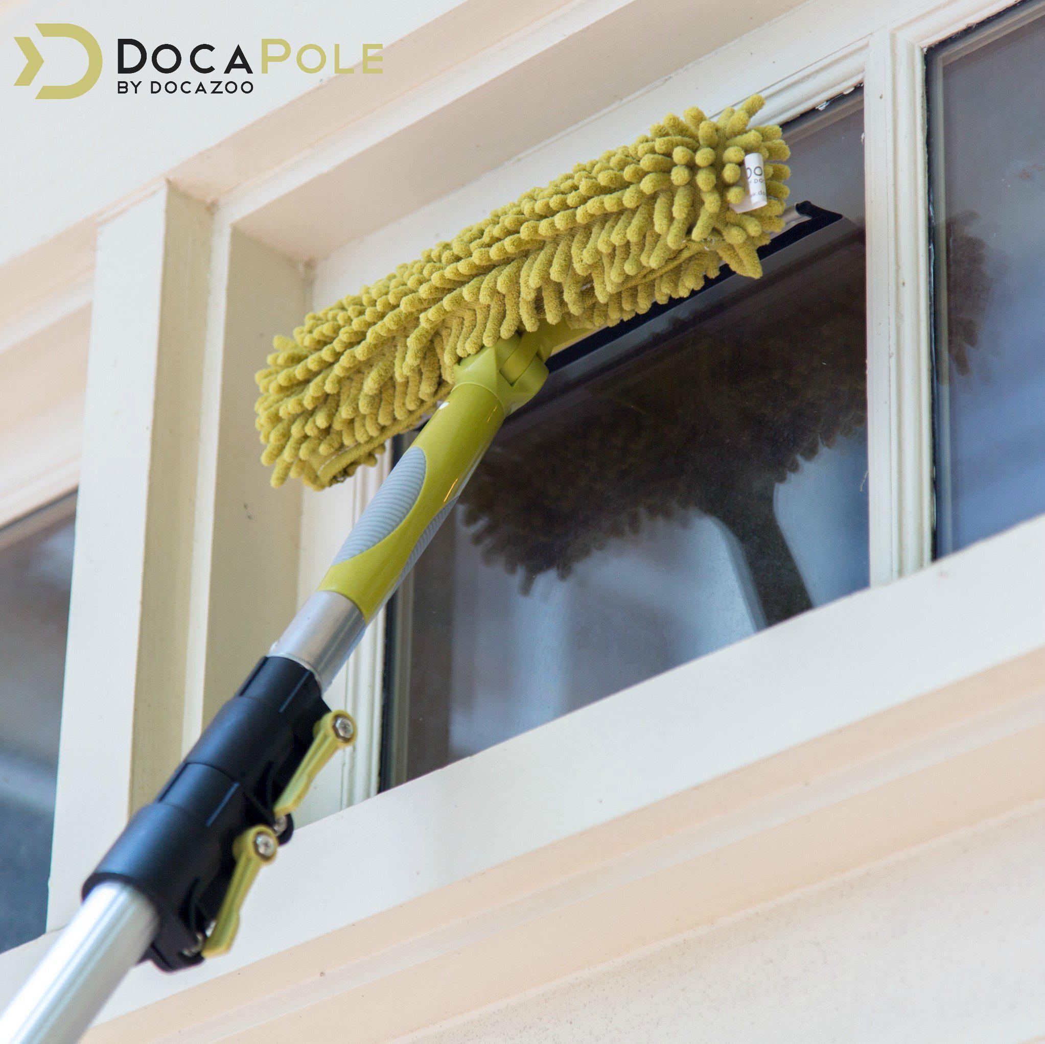 Docazoo docapole cleaning kit with 7-30 foot (36 ft reach) telescoping extension pole; includes 1 window squeegee &a; washer, and 3 dus