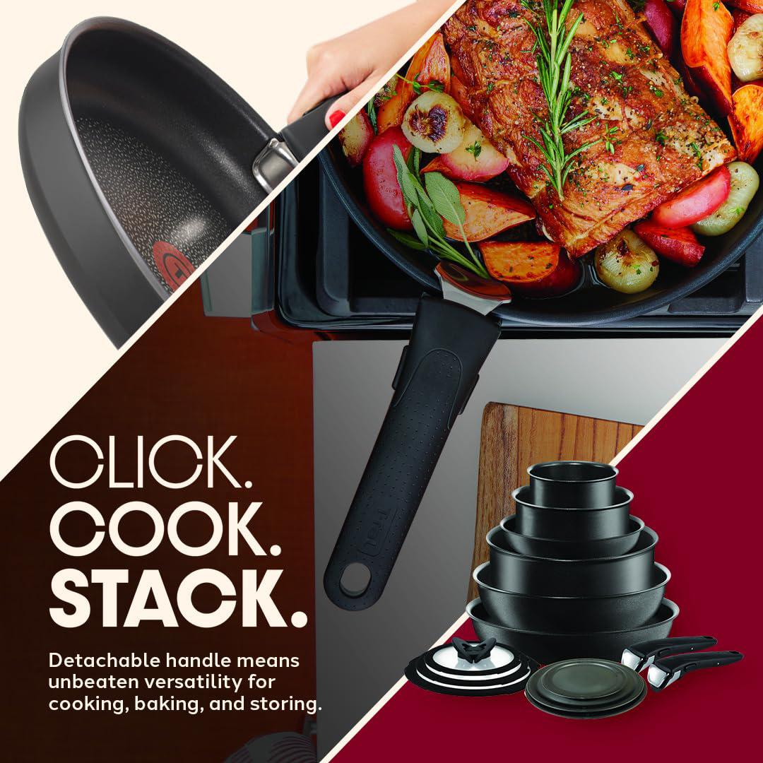 t-fal ingenio nonstick cookware set 14 piece induction stackable, detachable handle, removable handle, rv cookware, cookware,