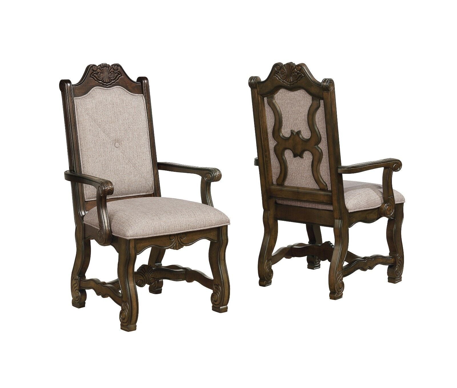 Esofastore Traditional Formal 9pc Dining Set Carved Solid Wood Extendable Table Chairs Dark Oak Finish