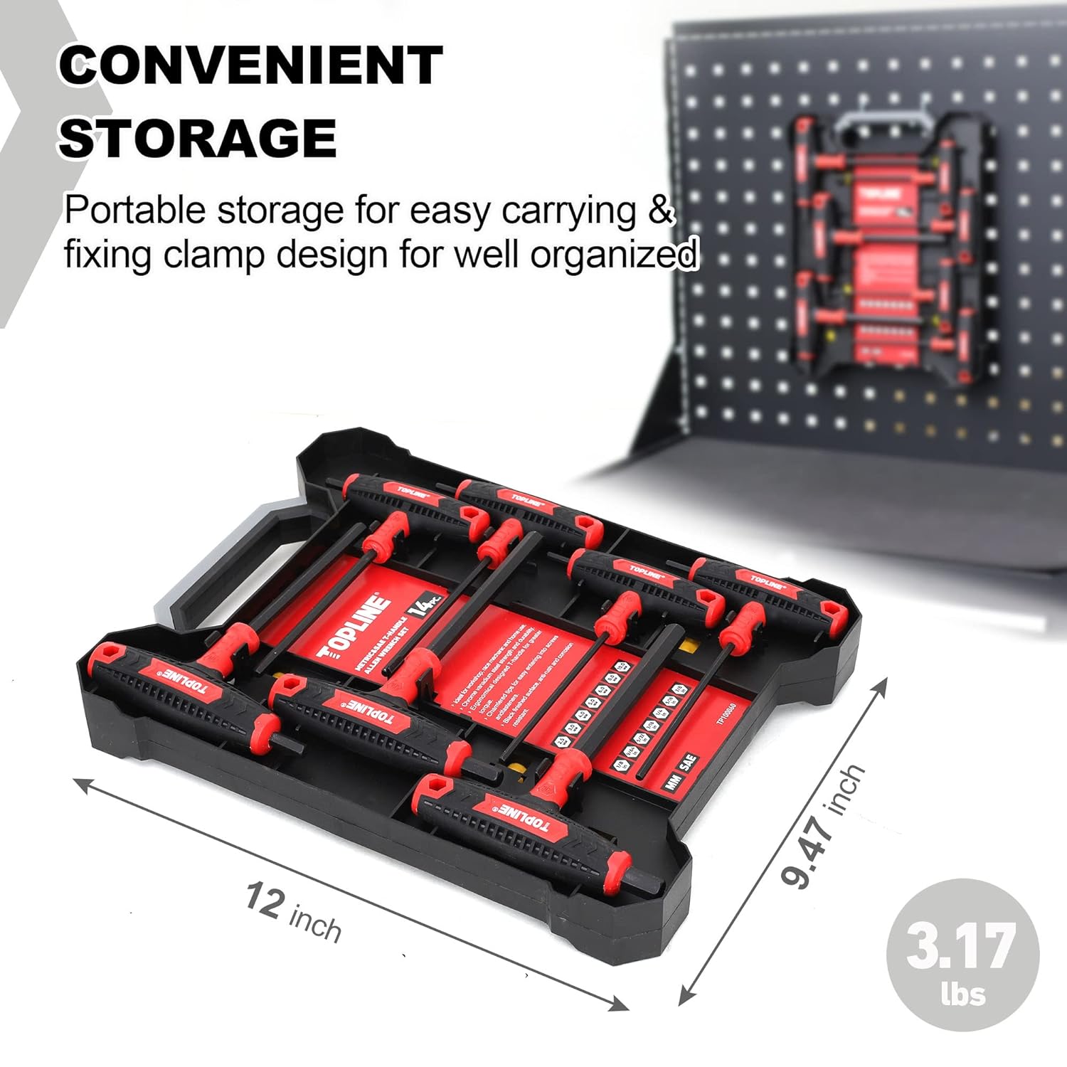 GCP Products 14-Piece Metric&a;Sae T-Handle Allen Wrench Set, Long Arm Hex Key Set With Storage Box, Portable Allen Key Set For Basic Home R…