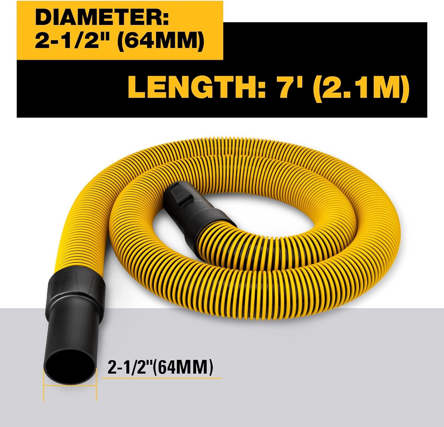 DEWALT DXVA19-2501 Durable Vacuum Hose, Compatible With DXV12P DXV14P DXV16P DXV16PA DXV16S, Yellow