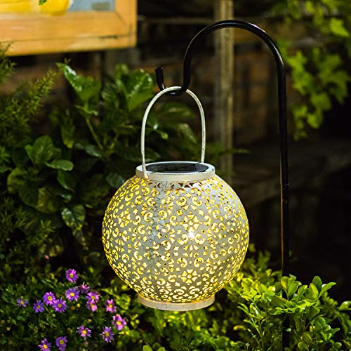 Homeimpro Solar Big Lantern Hanging Garden Outdoor Lights Metal Waterproof LED Table Lamp Decorative